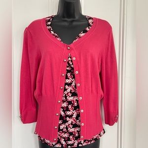White House Black Market Pink Cardigan. (Camisole sold separately)